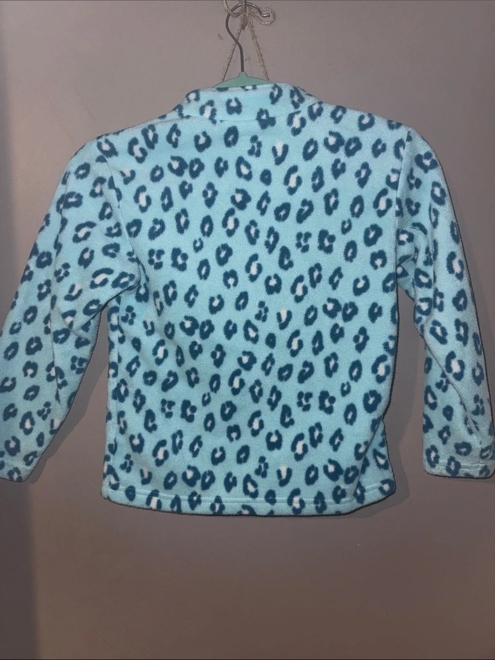 Girls Blue Leopard Print Fleece Zip Jacket